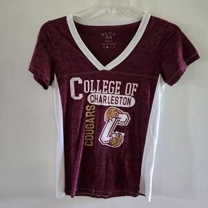 College of Charleston Cougars Shirt Women's Small V-neck Short Sleeve Maroon